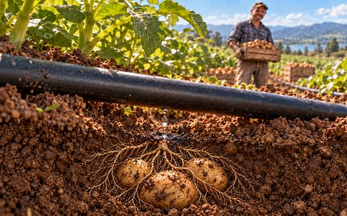Rootedpotatoesbeneathdripirrigation